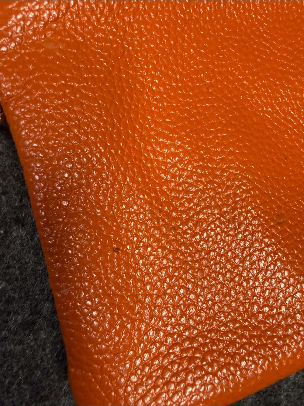 Handbag Buttler Pebbled Orange Leather Wristlet Clutch - Women Bags - Picture 7 of 8